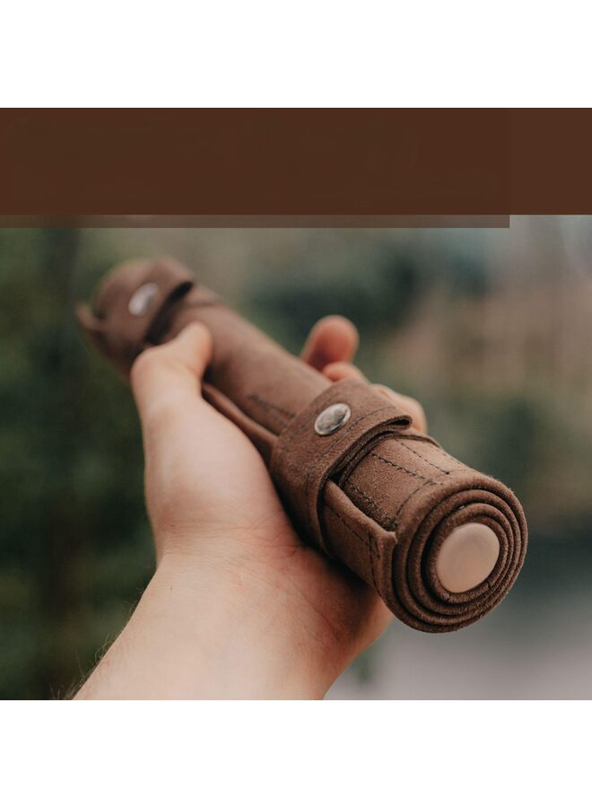 Roll-up Portable Suede Backgammon Game Set - Ideal for RV Travel, Cruise, Airplane, Camping, Backpacking, Road Trips, Etc. Multiple Colors 25 x 34 cm (Mocha) - Image 4