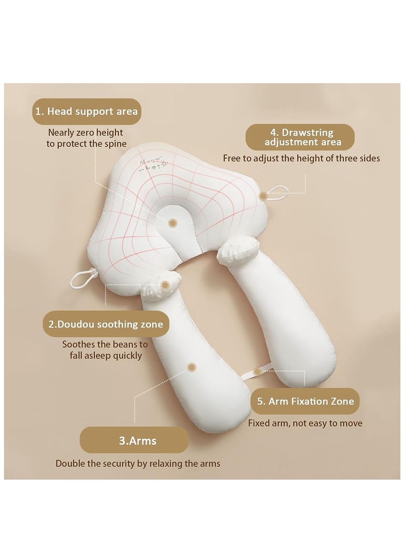Baby Head Shaping Pillow, Drawstring Adjustable Infant Anti-Startle Sleep Pillow, Winter and Summer Dual-Use Side sleeping Pillow for Babies