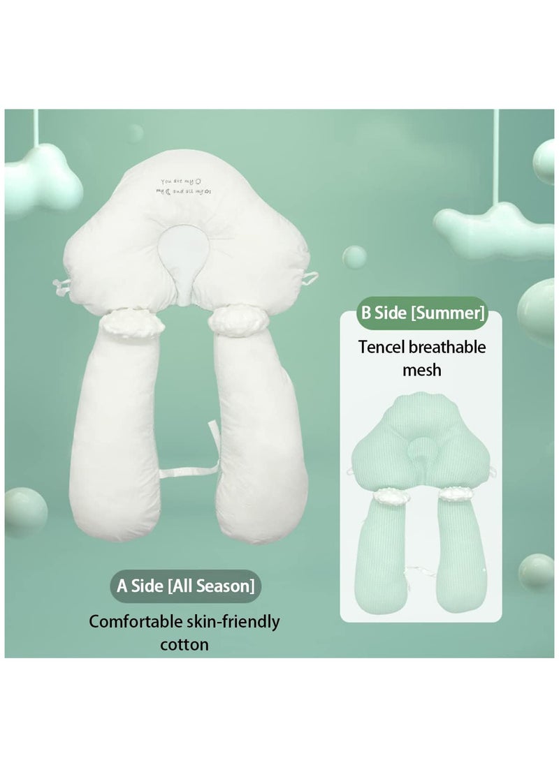 Baby Head Shaping Pillow, Drawstring Adjustable Infant Anti-Startle Sleep Pillow, Winter and Summer Dual-Use Side sleeping Pillow for Babies
