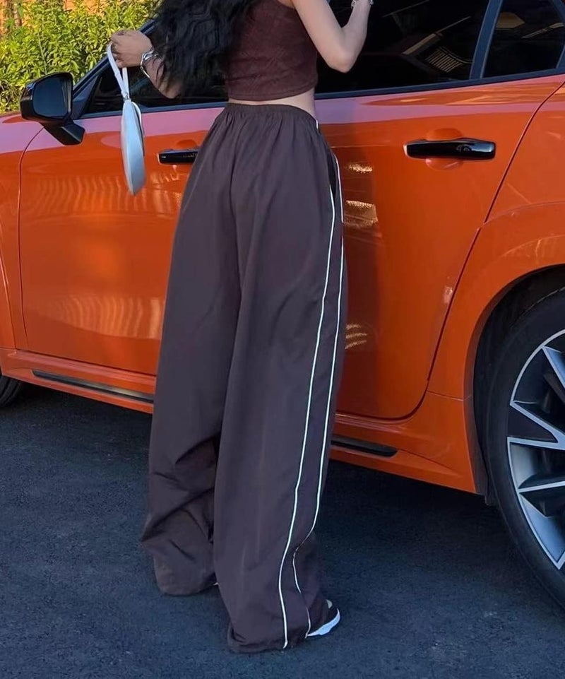 XPONNI Track Pants Women Baggy Y2k Fall Fashion 2022 Fall Pants for Women 2022 (Brown,S,Small) - Image 2