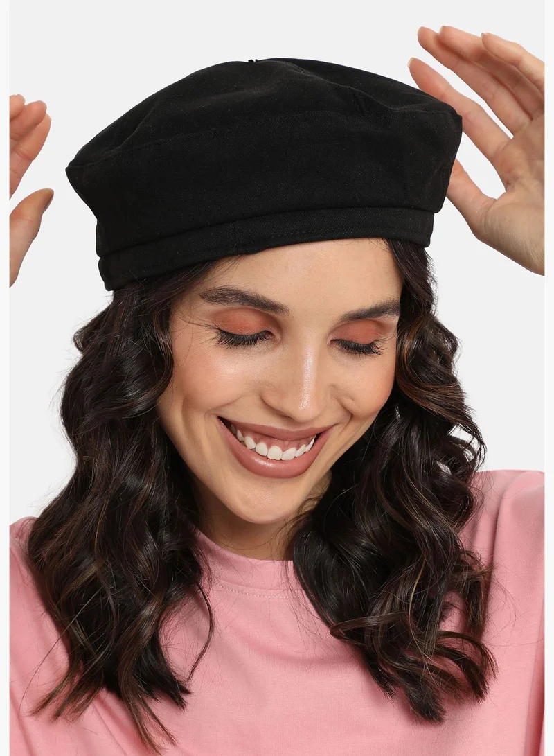 Haute Sauce Casual Solid Blended Fabric Beret Cap For Women