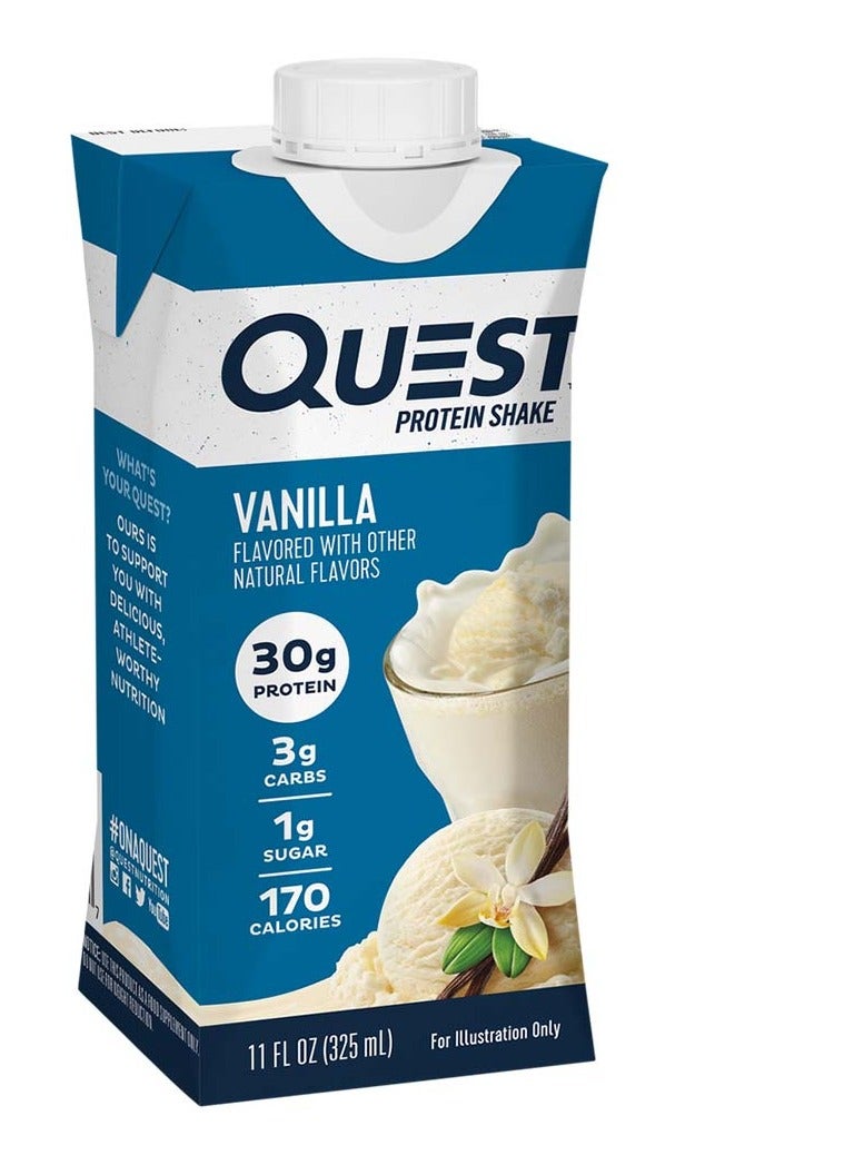 شراب البروتين، نكهة الفانيليا، 325 مل، عالي البروتين، سعرات حرارية منخفضة