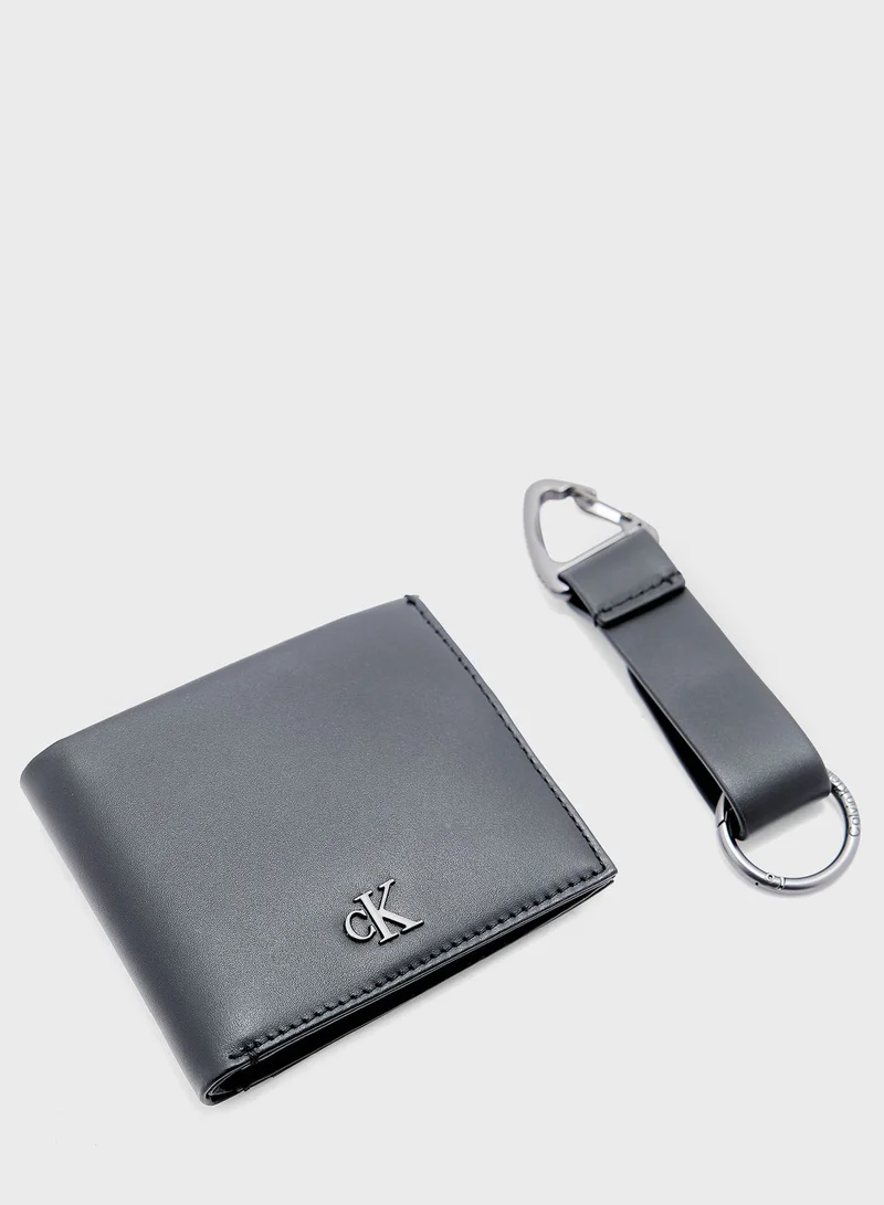Calvin Klein Jeans Logo Bifold Wallet And Keyring Set