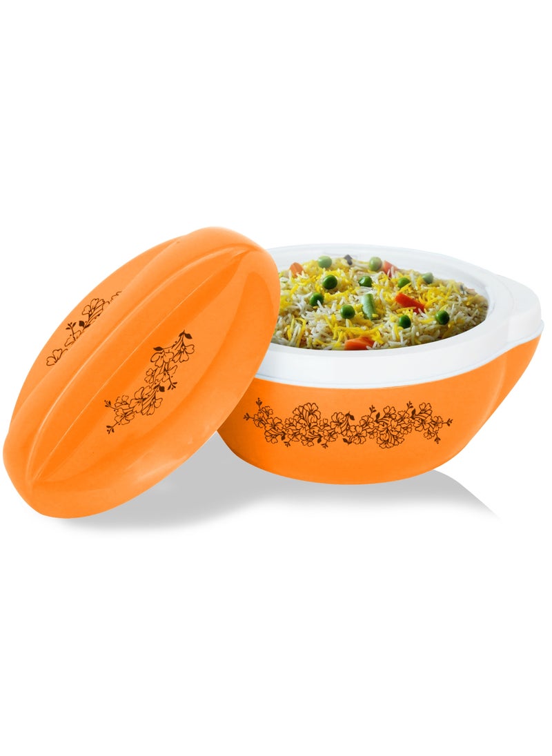 BASURRAH 3 Piece Inner Stainless Steel Vacuum Insulated Food Container Set (1000ml, 1500ml, 2500ml) Orange/White  - Image 3
