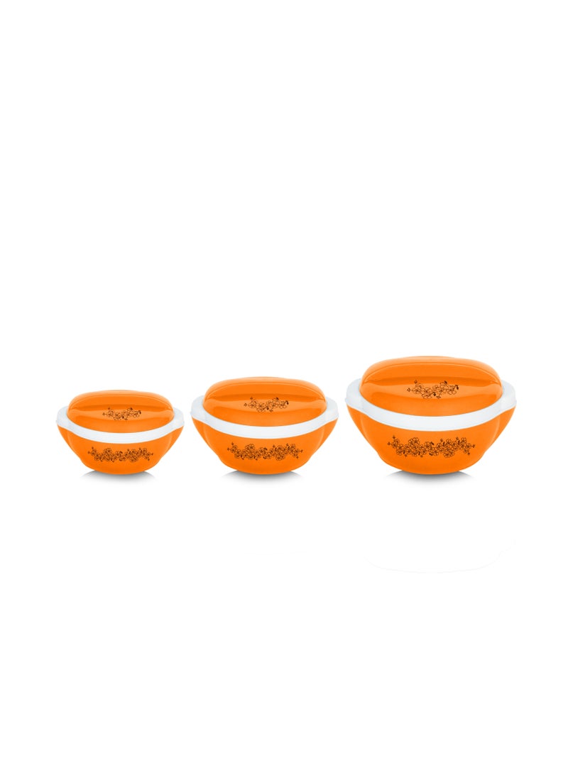 BASURRAH 3 Piece Inner Stainless Steel Vacuum Insulated Food Container Set (1000ml, 1500ml, 2500ml) Orange/White  - Image 4