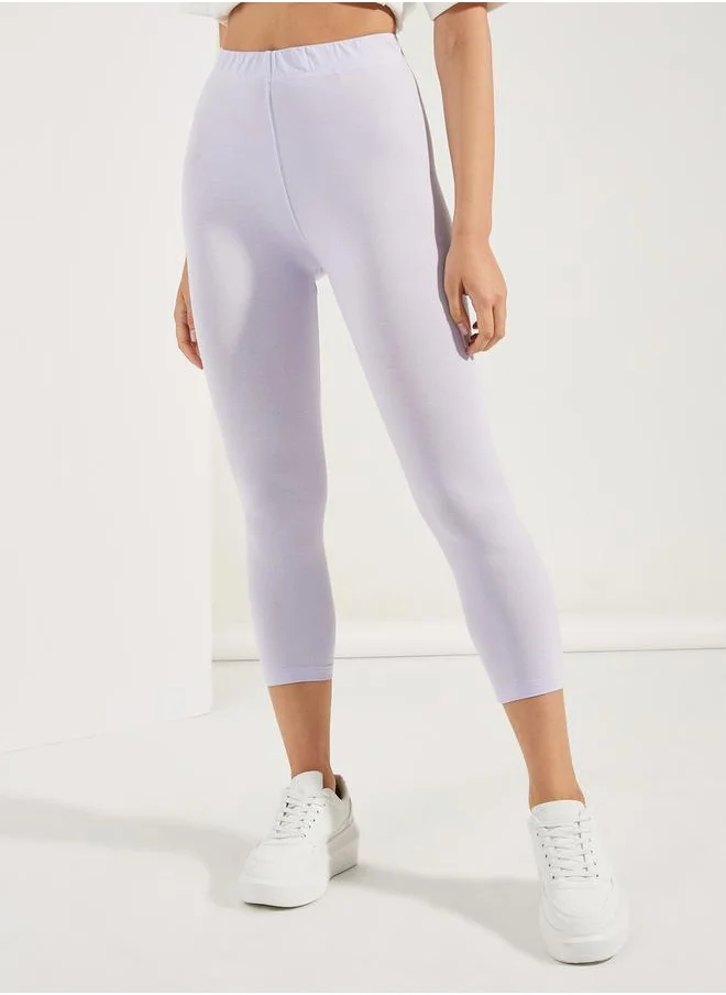 ستايلي Elastic Waistband Basic Capri Length Leggings
