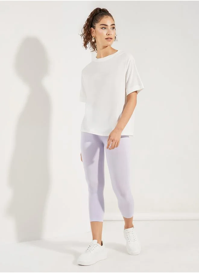 ستايلي Elastic Waistband Basic Capri Length Leggings