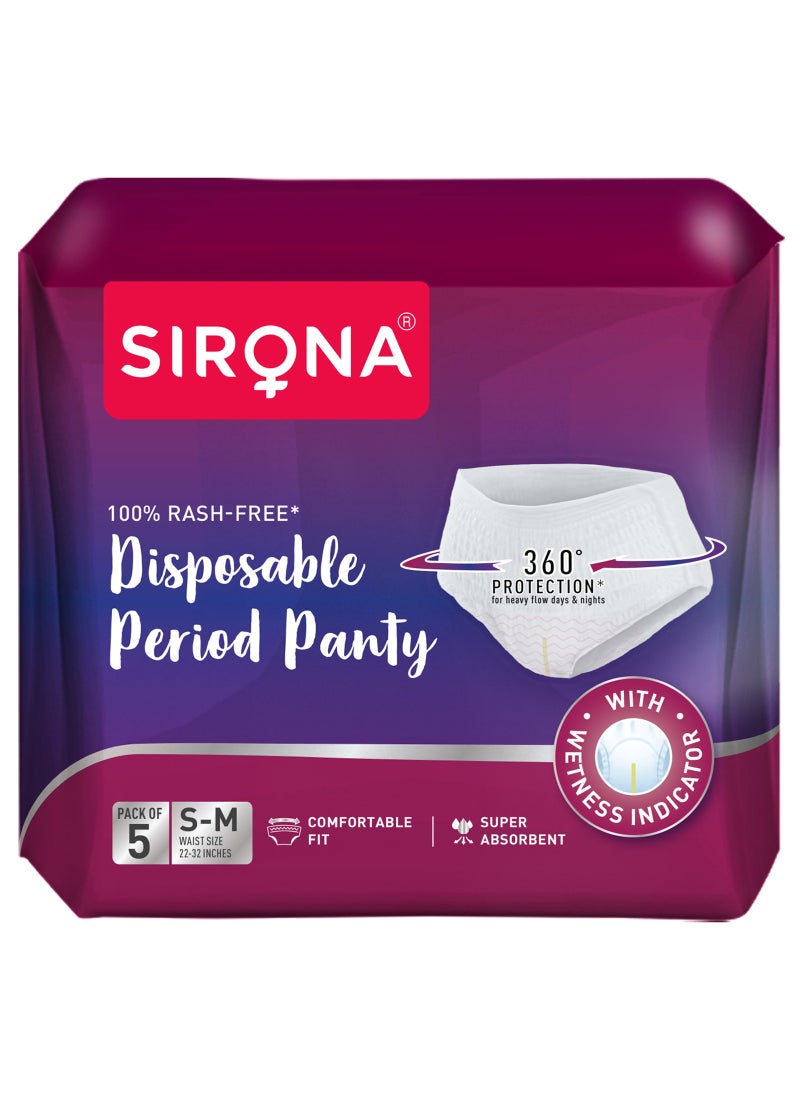 Sirona Disposable Period Panties for Women S–M 360° Sanitary Protection for Regular Flow 5 Pcs - Image 1