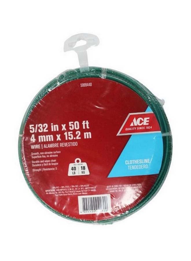 ACE Non-Abrasive Vinyl Coated Wire Clothline Green 4 mm x 15.2 m 5999440
