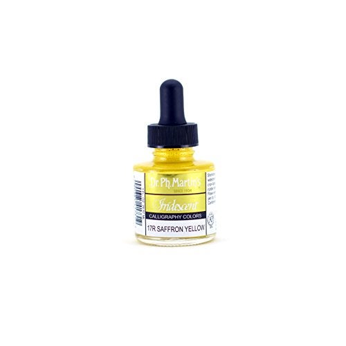 Dr. Ph. Martin's Iridescent Calligraphy Color (17R) Ink Bottle, 1.0 oz, Saffron Yellow - Image 3