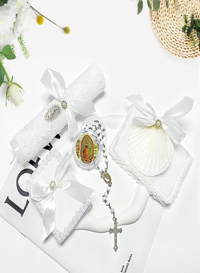 ROTEL Baptism Candle Set for Boys Girls,White 5 PCS Baptism Kit Virgen De Guadalupe Catholic Candle,Baptismal Towel,Baptismal Shell,Rosary,Bible for Baby Dedication Christening Gift,Velas para Bautizo Niño - Image 4