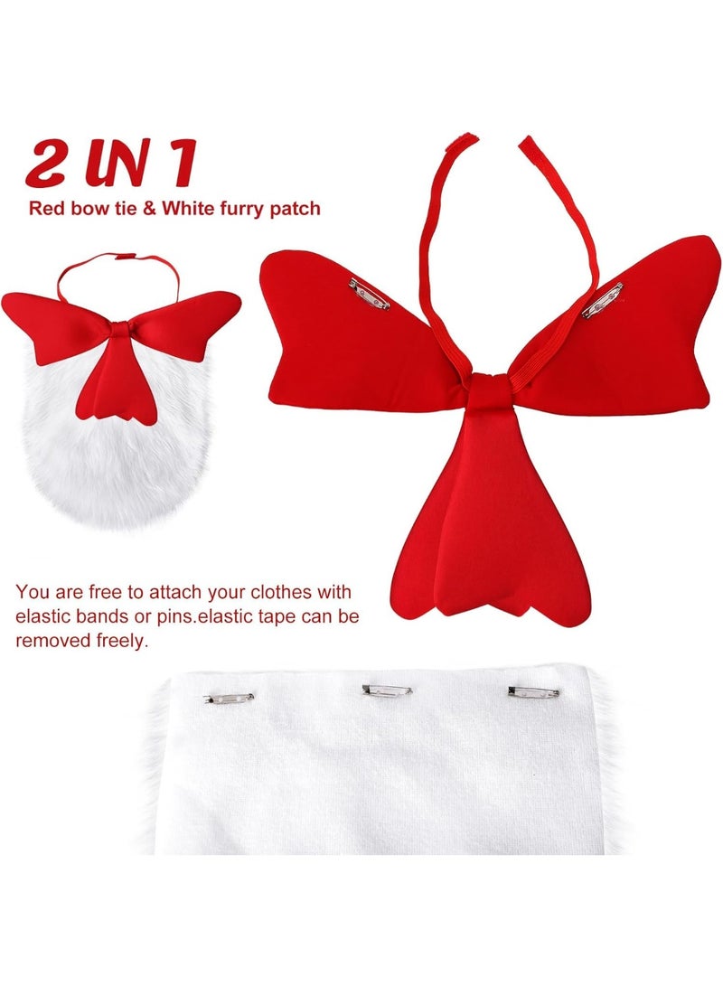 كوفوز 3 قطعة فانسي فستان ملحقات مجموعة، قبعات قطة أحمر أبيض مخطط، قوس أحمر، قفازات أبيض، قطة قبعة زي ملحقات للأطفال هالوين الدعائم - Image 3