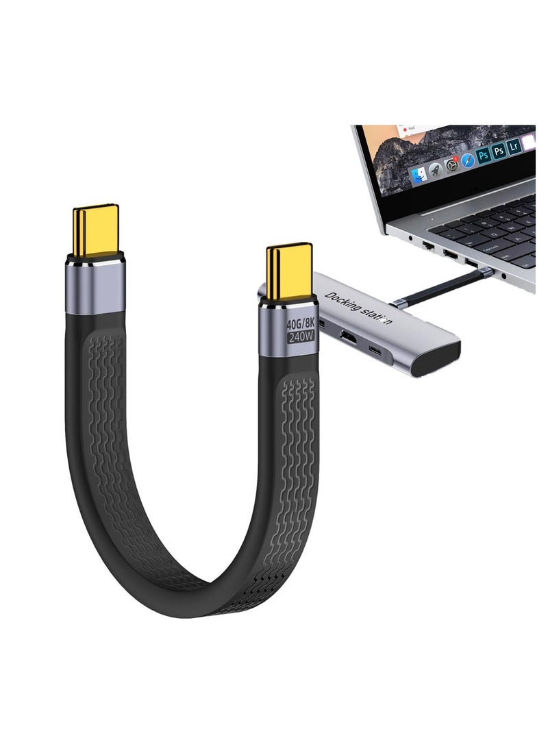 SYOSI Data Cable 240W Type-C USB-C Male to Male 8K Flat Slim FPC USB4 40Gbps 100W Cord Data Cord Type C Charg-ing USB C Cable for Laptop Phone 13cm  - Image 1
