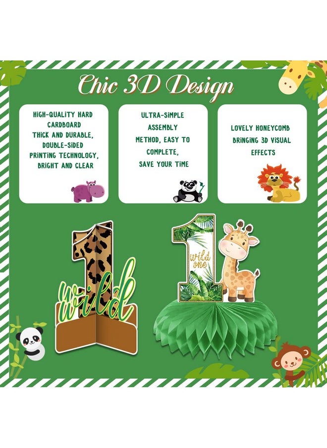 Bluegogo - 10 Pcs Wild One Honeycomb Centerpieces Birthday Decorations For Boys And Girls Safari Centerpieces For Tables 3D Double Side Baby Shower Jungle Animals Party Decorations - Image 1