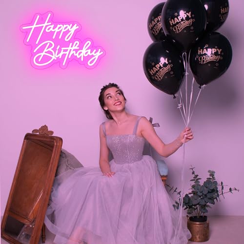 BerniceKelly Happy Birthday Neon Sign for Wall Decor, 17×12 Inch Pink Led Neon Light Signs, Art Decoration Happy Birthday Neon Light Sign for All Birthday Party Decoration with 2 Pcs pasters - Image 3