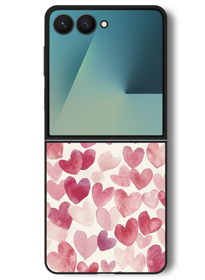 Theodor Case Compatible with Samsung Galaxy Z Flip 7 - 6.9 Inch Protection Shockproof Bumper Cover Heart Painitng - Image 1