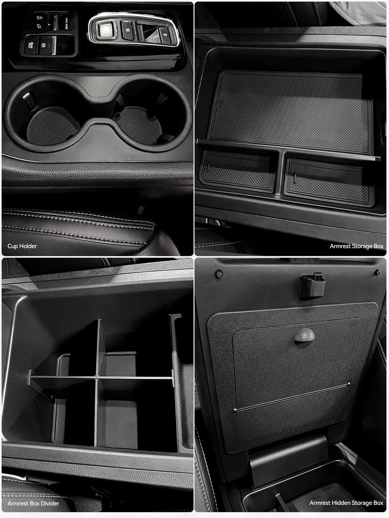 ELECFRESH 4PCS Center Console Organizer Tray for 2023-2026 Honda Pilot 2024-2026 Honda Ridgeline&Passport Accessories, Armrest Storage Box and Divider, Hidden Storage Box and Cup Holder - Image 5