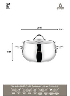 AMBOSS Moon 10 Piece Stainless Steel Pot Set With Glass Lid Made in Turkey  - Image 3