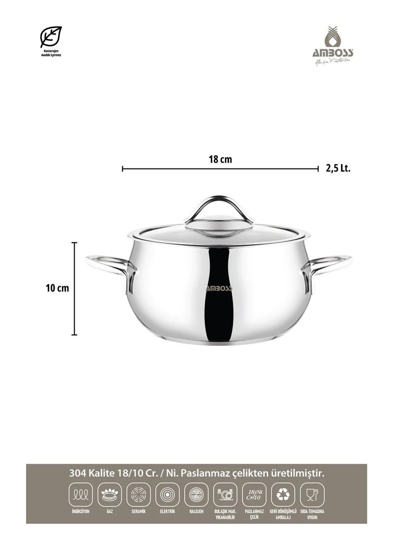 AMBOSS Moon 10 Piece Stainless Steel Pot Set With Glass Lid Made in Turkey - Image 2