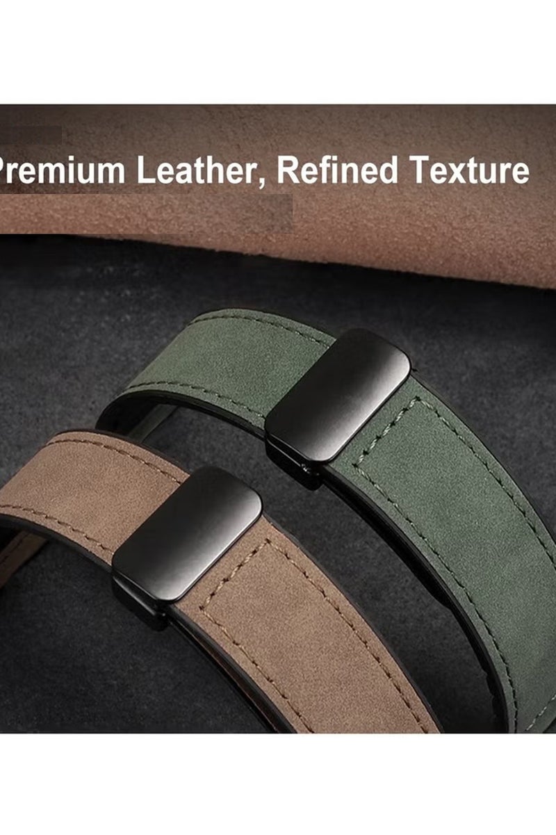 22mm Leather Watch Strap with Magnetic Buckle Design, Compatible with Huawei GT3/4 46mm, GT3 Pro, Huawei Watch 3, GT2e, GT2 Pro, GT2 42/46mm, Samsung Galaxy Watch 3 45mm/Gear S3(Green) ﻿ - Image 4