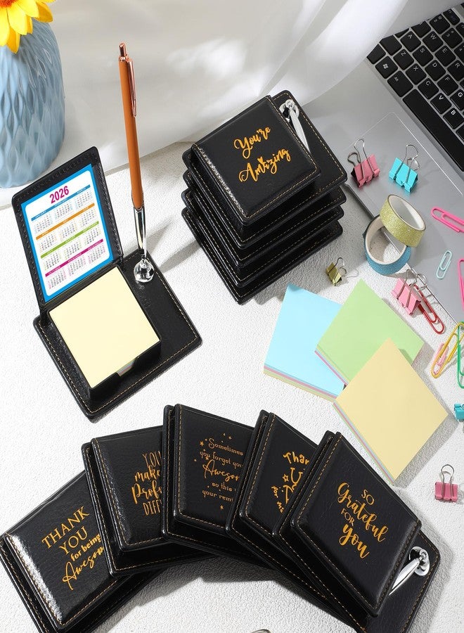 Tenceur 10 Pcs Employee Teacher Appreciation Gifts Bulk, Inspirational Thank You Sticky Note Holder, PU Leather Memo Box with Calendar for Staff Nurse Coworkers Office Team Gifts - Image 2