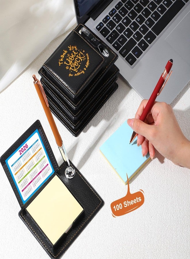 Tenceur 10 Pcs Employee Teacher Appreciation Gifts Bulk, Inspirational Thank You Sticky Note Holder, PU Leather Memo Box with Calendar for Staff Nurse Coworkers Office Team Gifts - Image 3
