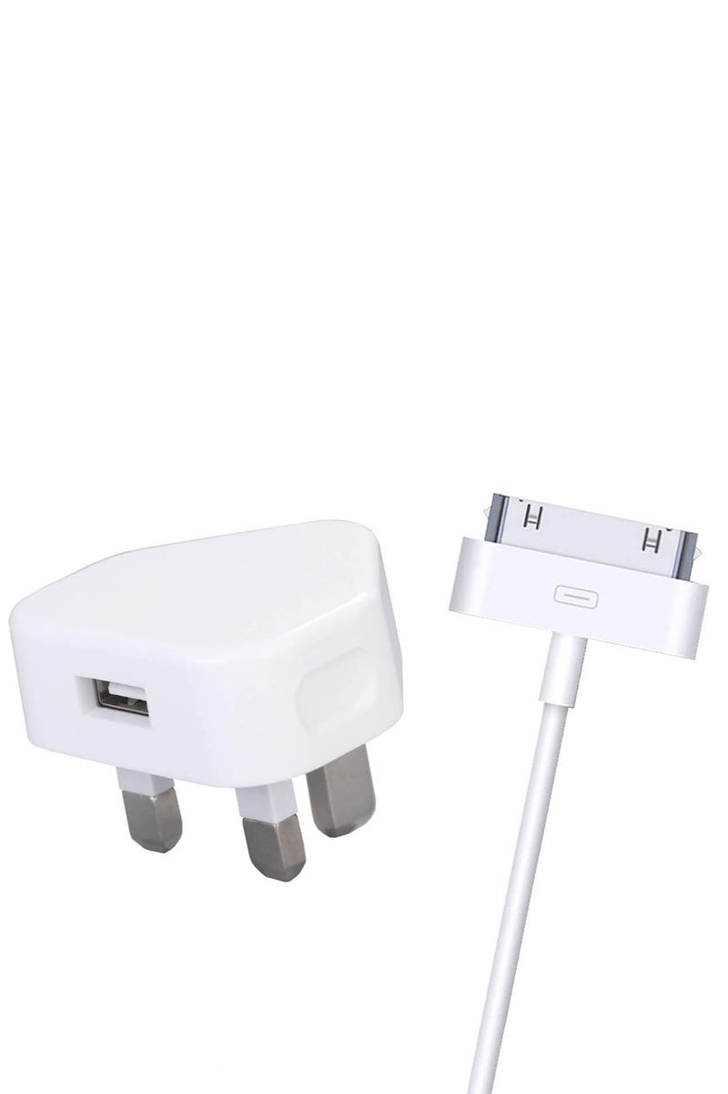 Wall Charger Plug and Cable Compatible with iPhone 4/4S/3G/3GS,iPad 2/3,iPod touch/Nano/Classic,Mains Charger and 1 Meter Cable - Image 2