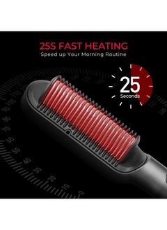 TYMO Ring Plus Ionic Hair Straightener Brush - Hair Straightening Comb with Nano Titanium Coating for Even Heat, 9 Temp Settings & LED Screen, Professional Hair Styling Tools, Gifts for Women 