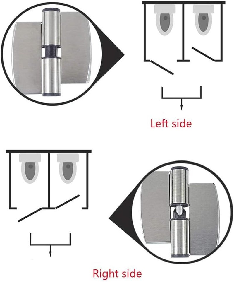 KYIEN 4Pcs Stainless Steel PublicToilet Toilet Partition Hardware Connection Accessories Hotel Shopping Mall Public Toilet Partition Hinge Self-Closing Spring Hinge (Right Side) - Image 3