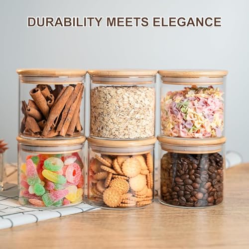 TIENER 685 ML Glass Storage Containers with Lids, Glass Jars with Lids, Clear Food Jar, Square Canister, Pantry Organizers and Storage for Cookie Flour Oat Pasta Tea Coffee Bean (4, ROUND BB JAR 685ML) - Image 3