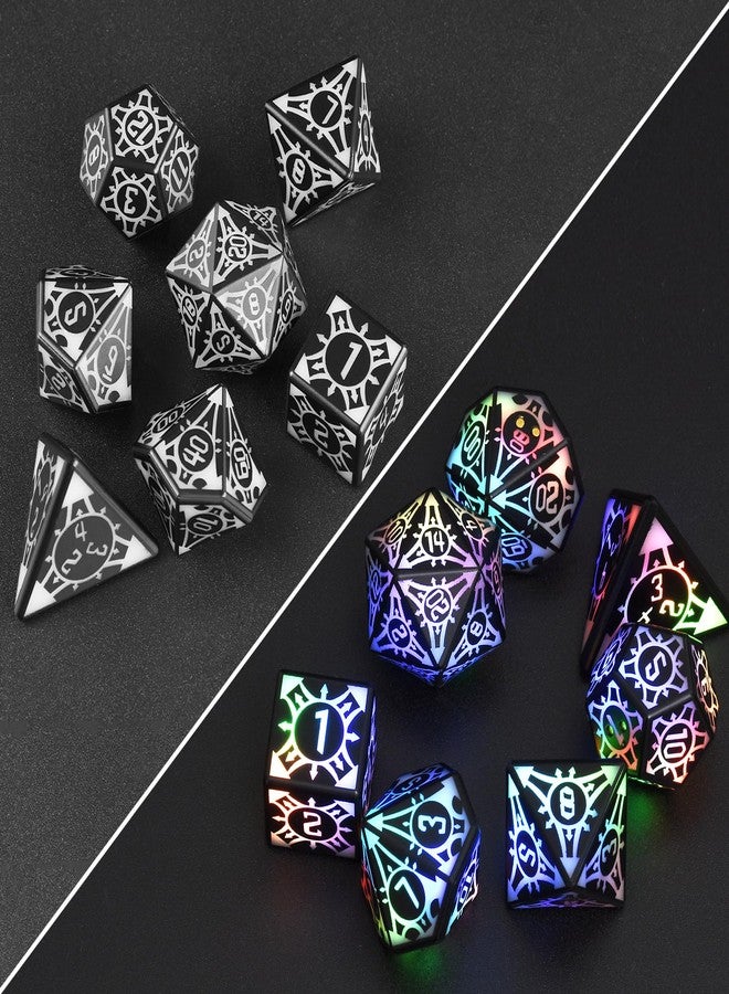 HTPREC DND Dice Set,7 PCS Glow in The Dark Dice with Rechargable Dice Storage Box, D4,D6,D8,D12,D20, 2PCS D10 LED D&D Polyhedral Role Playing Dice for RPG Table Games Waterproof Light UP DND Dice Set - Image 5