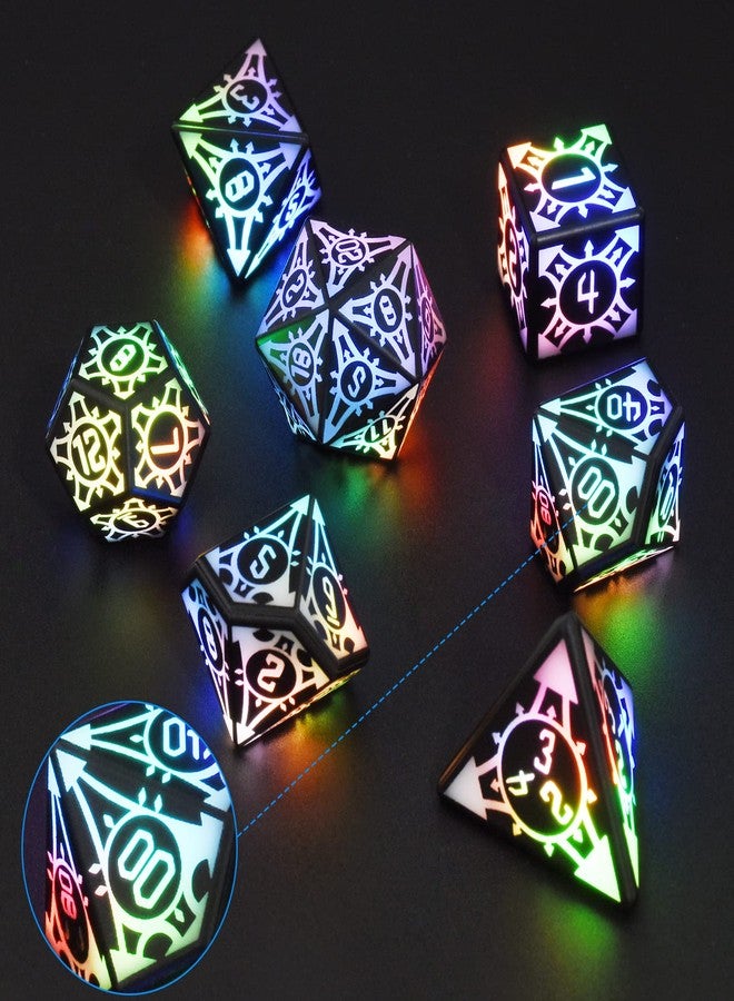 HTPREC DND Dice Set,7 PCS Glow in The Dark Dice with Rechargable Dice Storage Box, D4,D6,D8,D12,D20, 2PCS D10 LED D&D Polyhedral Role Playing Dice for RPG Table Games Waterproof Light UP DND Dice Set - Image 2