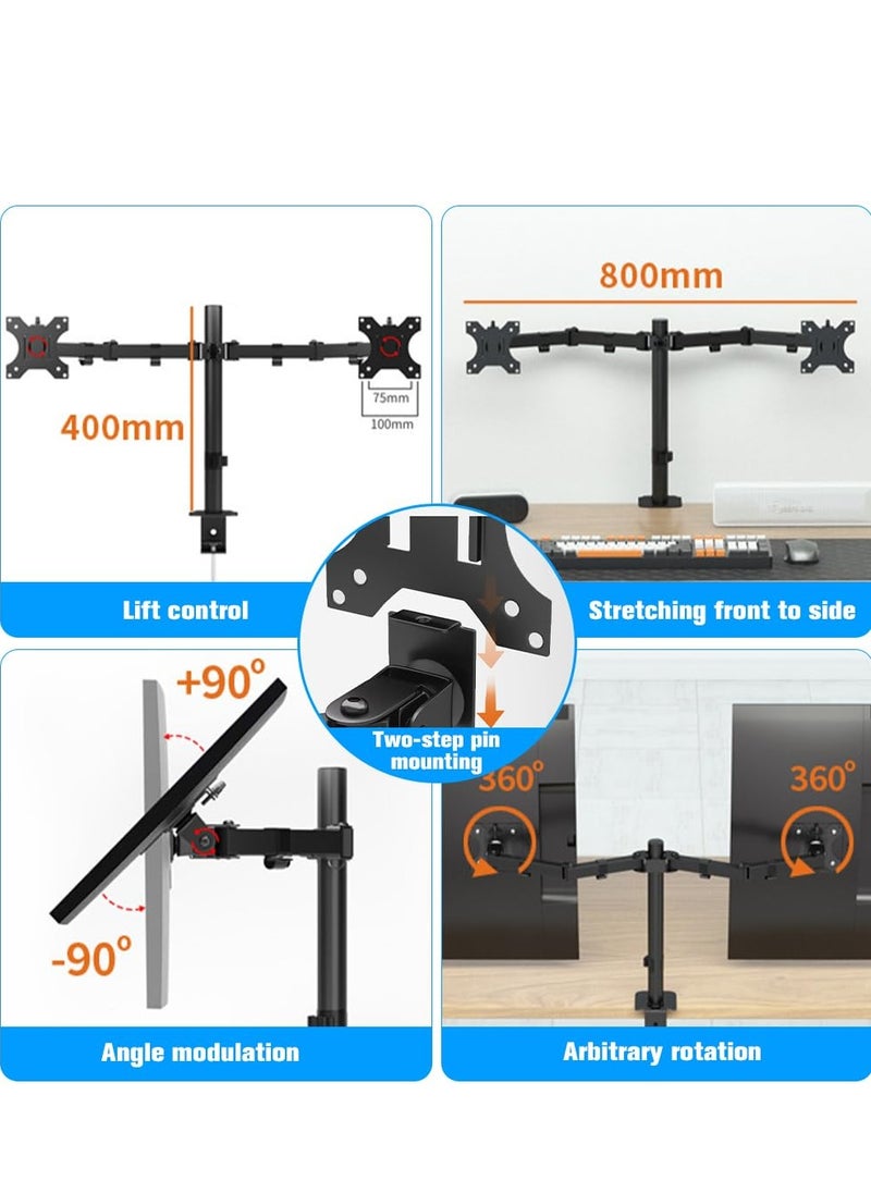 Arabest - Dual Monitor Stand, 15 "to 30" No-Punch Monitor Desktop Stand, A Variety Of Screen Types, Computer Monitor Arm Can Be Switched At Will, Suitable For Home Office(Hold Up To 24KG) - Image 1