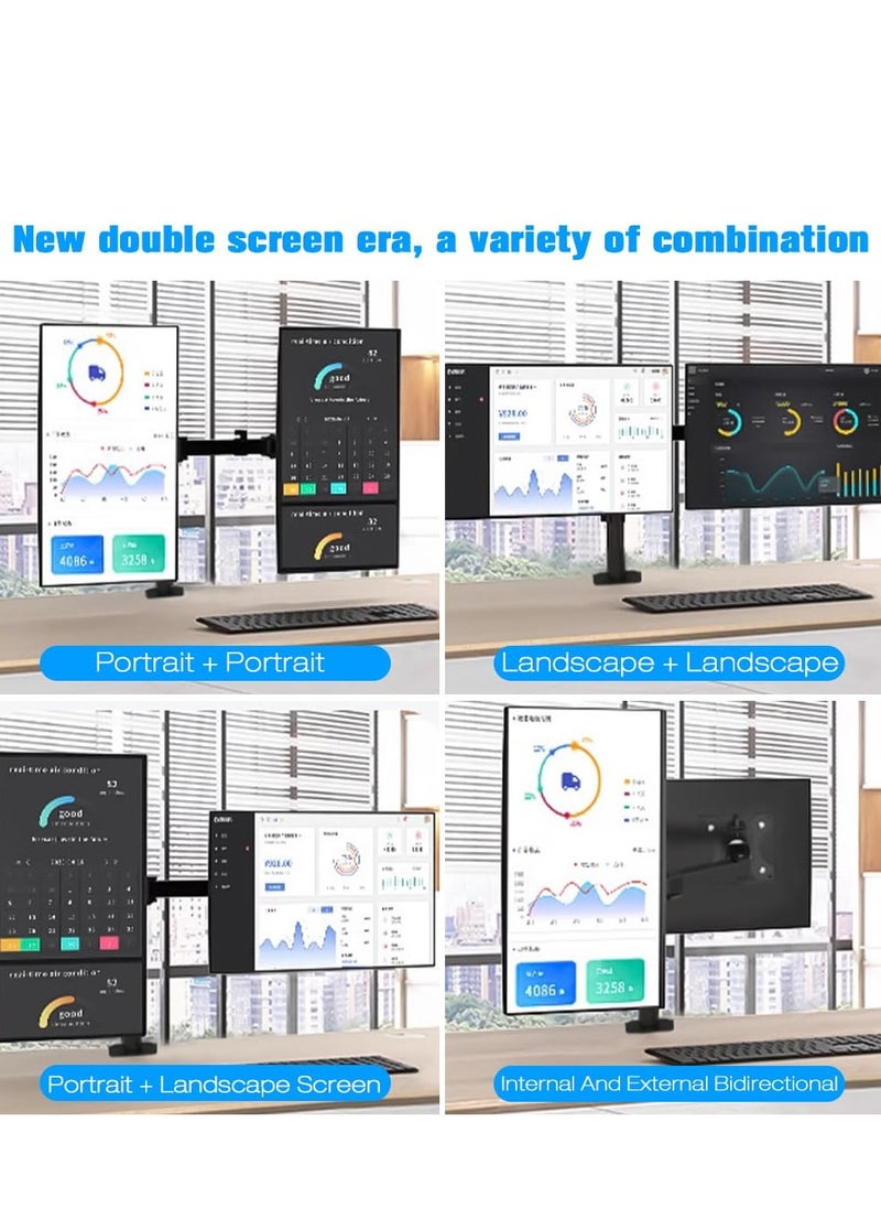Arabest - Dual Monitor Stand, 15 "to 30" No-Punch Monitor Desktop Stand, A Variety Of Screen Types, Computer Monitor Arm Can Be Switched At Will, Suitable For Home Office(Hold Up To 24KG) - Image 1