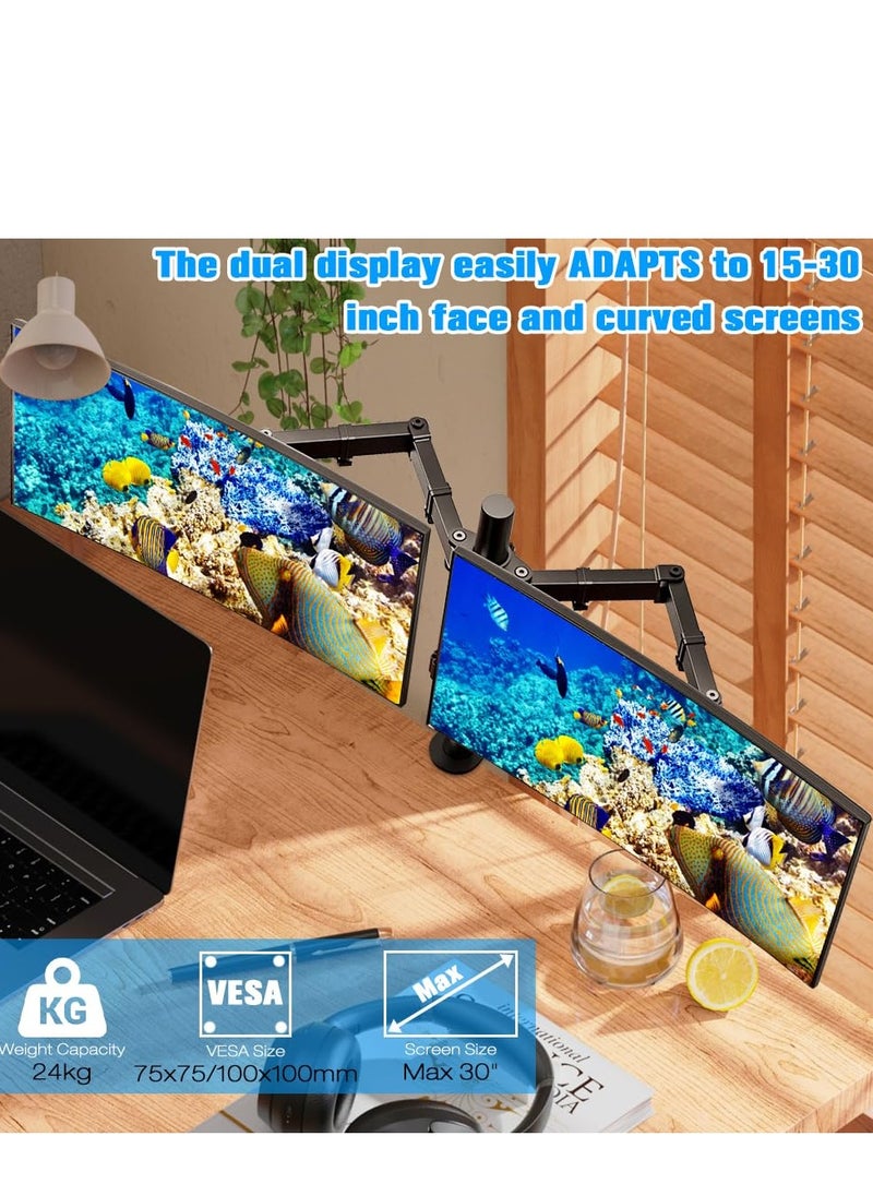Arabest - Dual Monitor Stand, 15 "to 30" No-Punch Monitor Desktop Stand, A Variety Of Screen Types, Computer Monitor Arm Can Be Switched At Will, Suitable For Home Office(Hold Up To 24KG) - Image 1