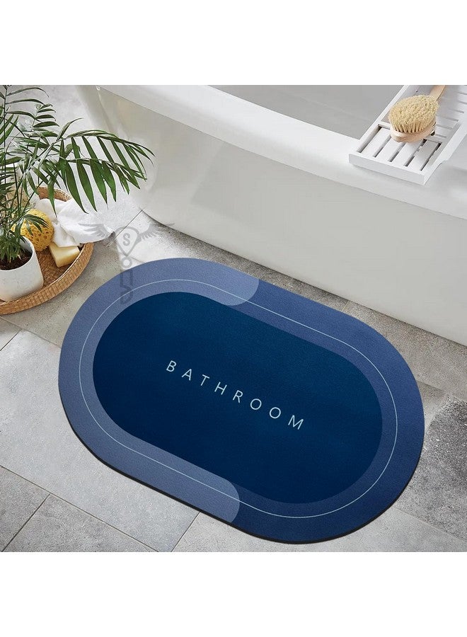 SITTELLA Rubber 3 Pieces (3.5Mm) Anti-Skid Water Soaking Bathroom Print Door Mat, Water Absorbent Mat (40X60Cm) Blue, Oval - Image 5