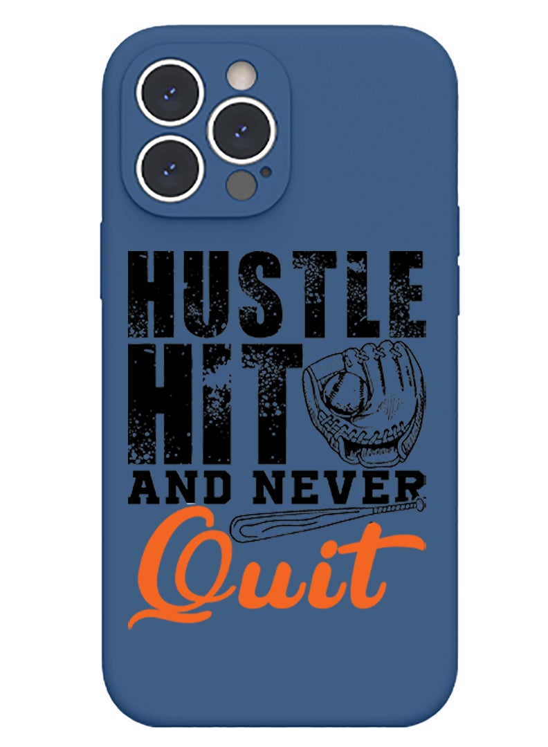 Theodor Protective Slim Fit Case Liquid Silicone Cover with Full Body Protection Anti-Scratch Shockproof Case For iPhone 13 Pro Blue  - Hustle hit and never quit copy - Image 1