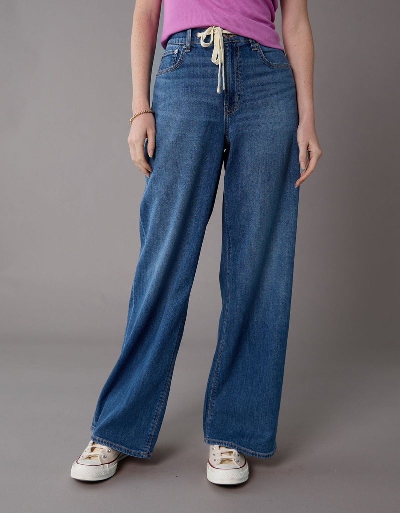 American Eagle AE Dreamy Drapey Stretch Super High-Waisted Baggy Wide-Leg Jean - Image 1