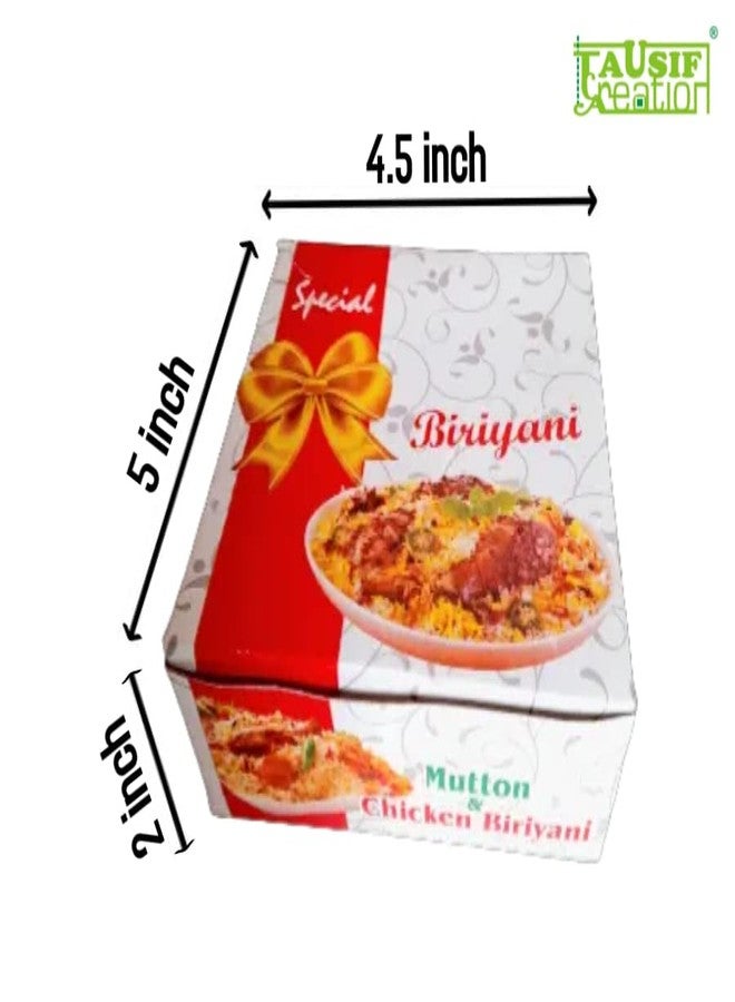 Tausif Creation صناديق ورقية مربعة مطبوعة فاخرة من Tausif Creation® (5x4.5x2 بوصة) لتوزيع الطرود/الطلبات الخارجية/الطعام في أي مناسبة مثل حفلات الزفاف/أعياد الميلاد/الذكرى السنوية ولوازم الحفلات (عبوة من 100 قطعة) - Image 2