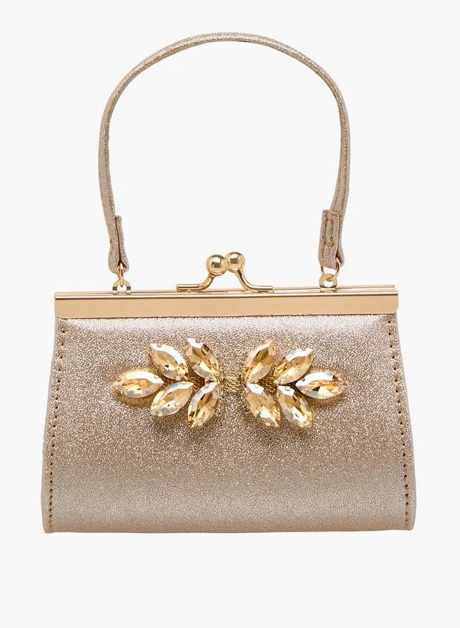 Flora Bella By Shoexpress Flora Bella Stone Embellished Clutch with Handle Ramadan Collection