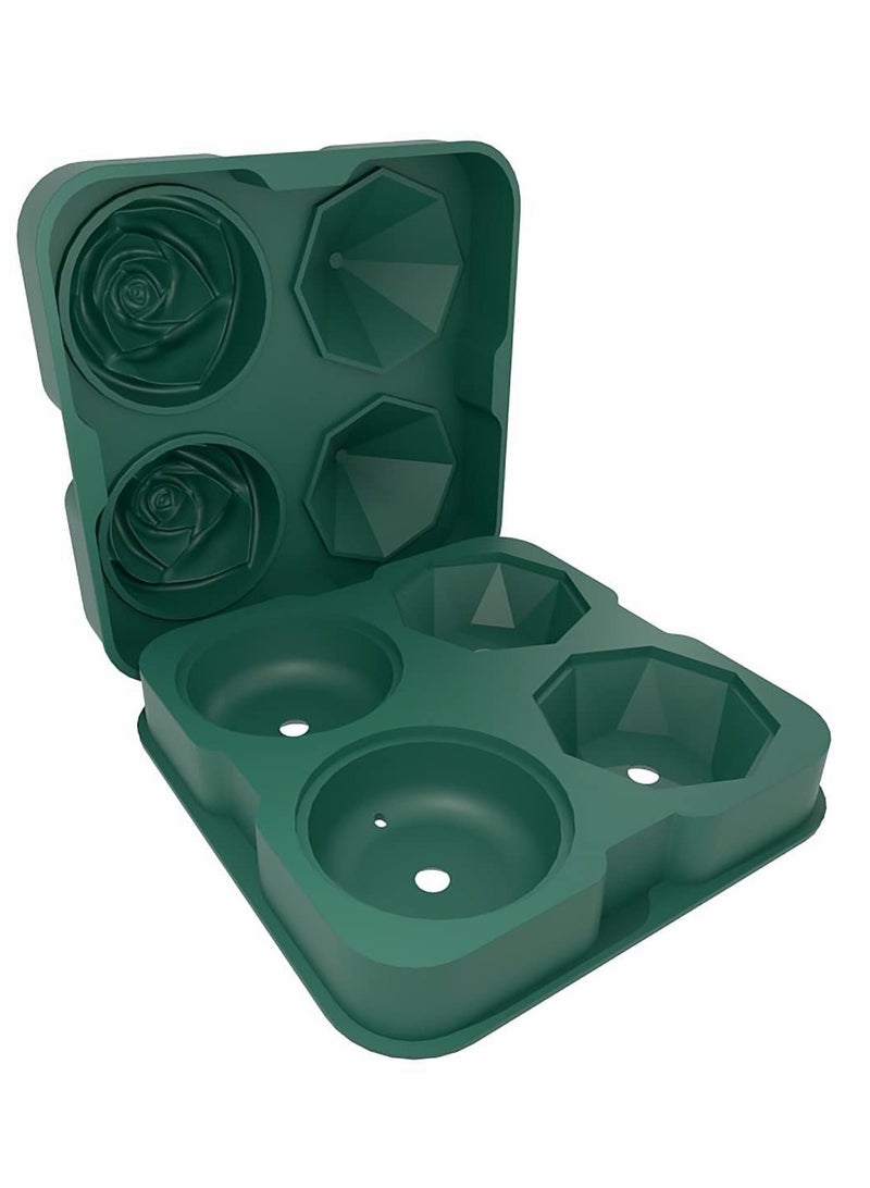 Excefore Ice Cube Tray 2.5 inch Molds, 2 Cavity Silicone Rose and 2 Diamond Ice Ball Maker  - Image 4