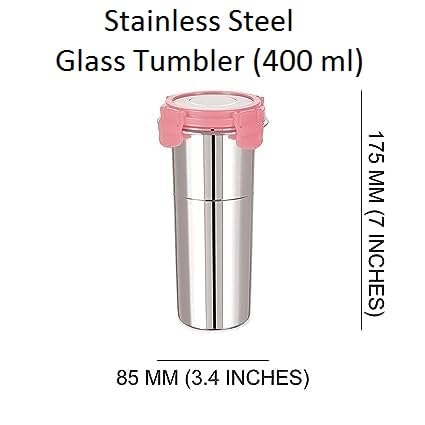 shreeshann Stainless Steel Fusion Glass Tumbler with Stainless Steel Metal Straws and Cleaning Brush with Stainless Steel Lid 400ML - Image 3