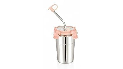 shreeshann Stainless Steel Fusion Glass Tumbler with Stainless Steel Metal Straws and Cleaning Brush with Stainless Steel Lid 400ML - Image 2