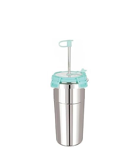 shreeshann Stainless Steel Fusion Glass Tumbler with Stainless Steel Metal Straws and Cleaning Brush with Stainless Steel Lid 400ML - Image 1