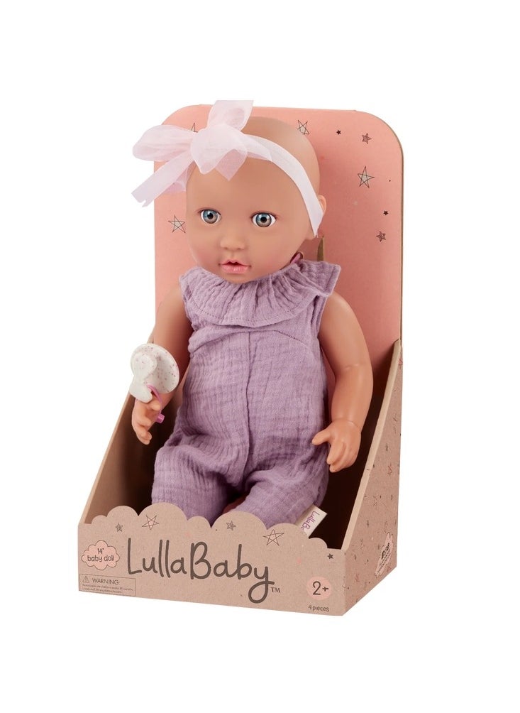 Lullababy Lulla Baby - Baby Doll with Lilac Jumper 14 Inch & Headband - LBY7295Z  - Image 1