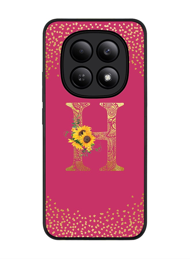 For Xiaomi Redmi Note 15 4G Case,Slim fit Camera Protection, Shockproof Thin Phone cover  - Custom Floral Monogram - H ( Deep Pink )