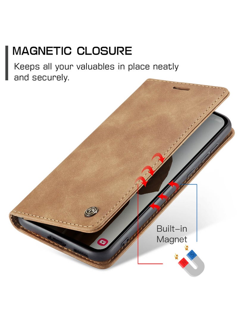 Phone Case Compatible with Samsung Galaxy A55 with Card Holder High-end Retro Leather Shockproof Protective Wallet Case