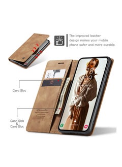 CaseMe Phone Case Compatible with Samsung Galaxy A55 with Card Holder High-end Retro Leather Shockproof Protective Wallet Case  - Image 3