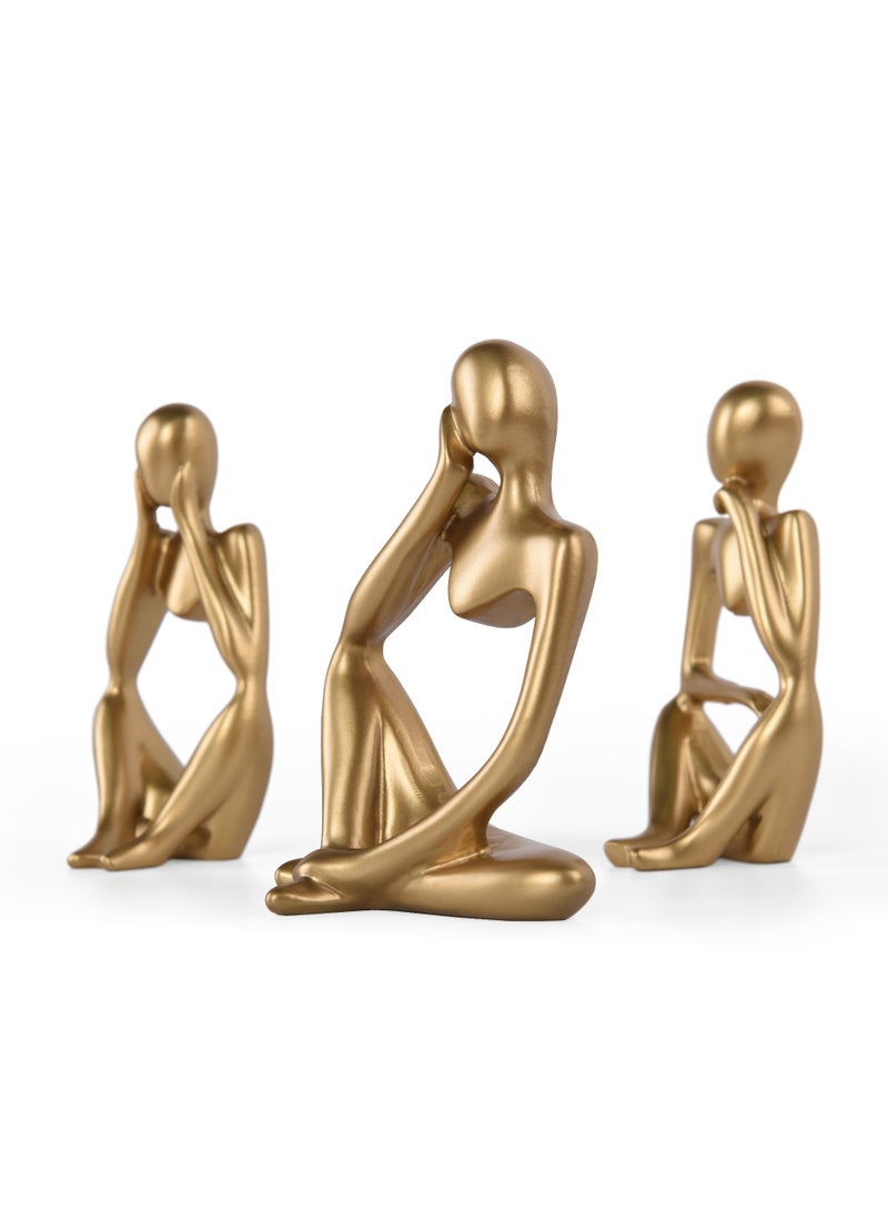 3pcs set Gold Decor Thinker Statue Abstract Art Sculpture Ideal For Home Decor Modern Office Desktop Shelf Bookshelf - Image 5