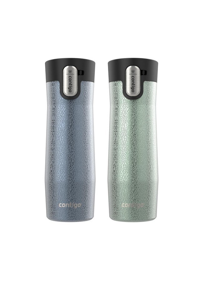 Contigo® AUTOSEAL® West Loop Vacuum-Insulated Stainless Steel Travel Mug with Easy-Clean Lid, 20 oz, 2 pack, Crystal Lakeside; Crystal Agave - Image 1
